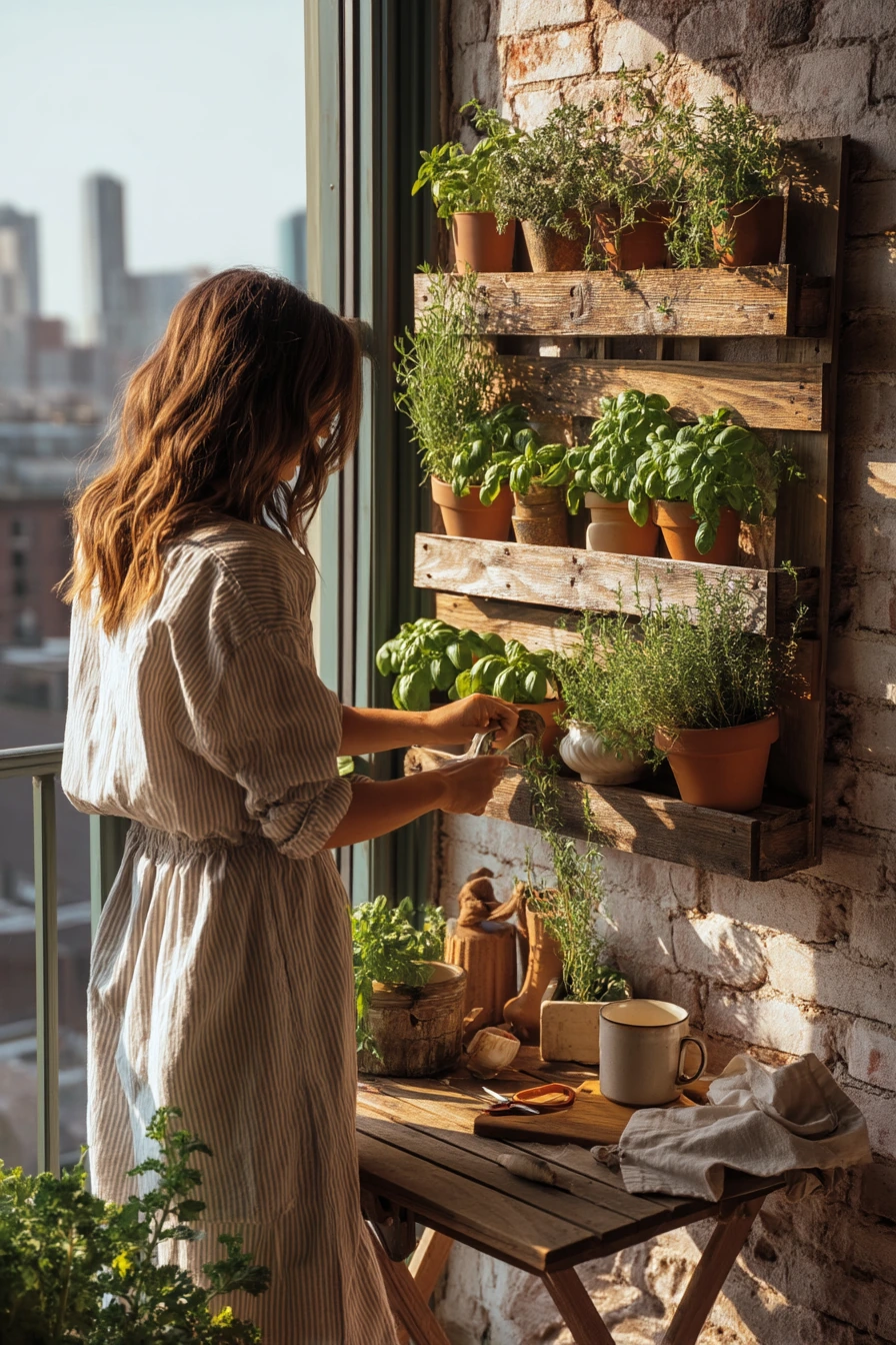 Small Balcony Herb Wall