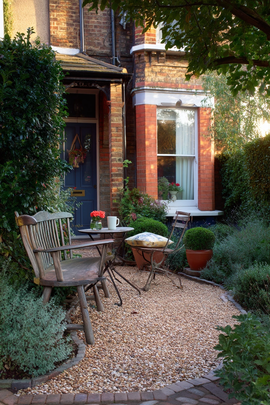 2. Small Front Yard With Seating Nook
