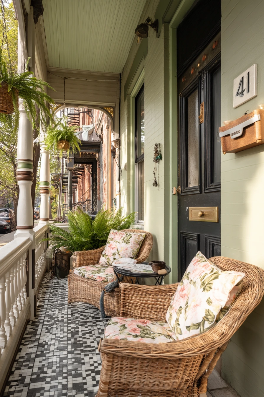 Elegant Painted Victorian Porch for Morning Coffee