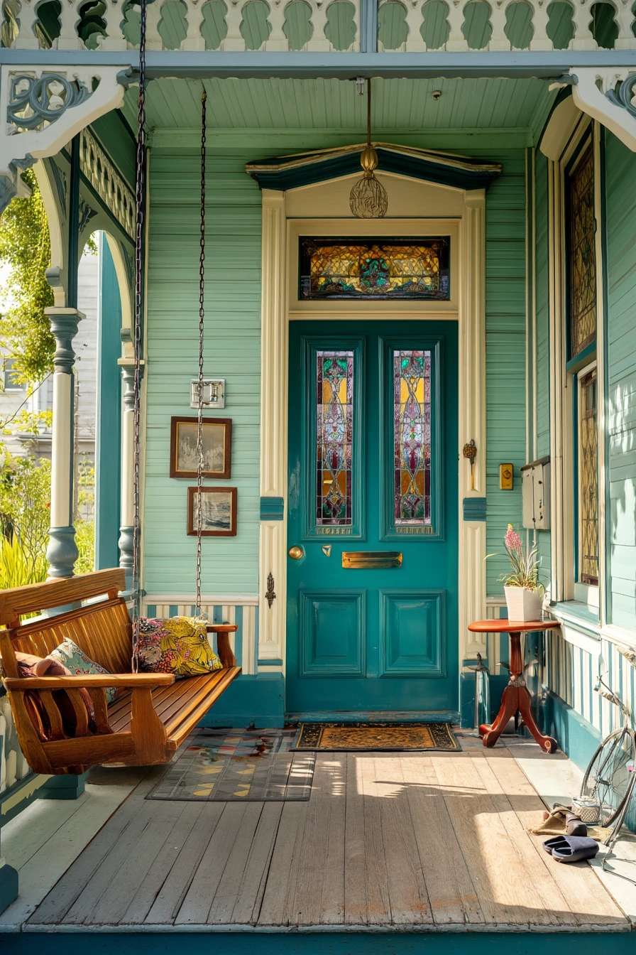Painted Ladies Porch with Classic Details