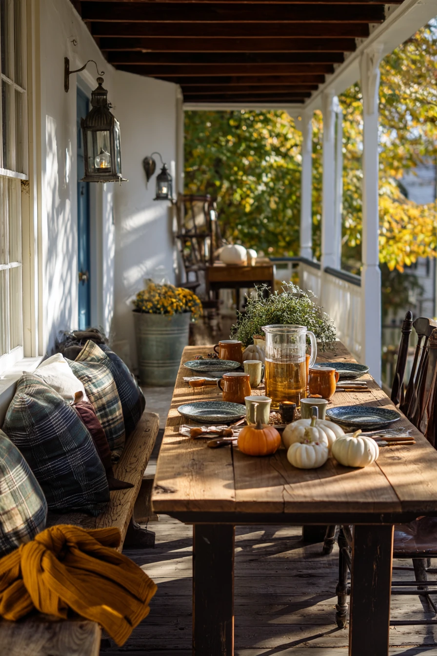 Autumn Gathering on a Victorian Porch