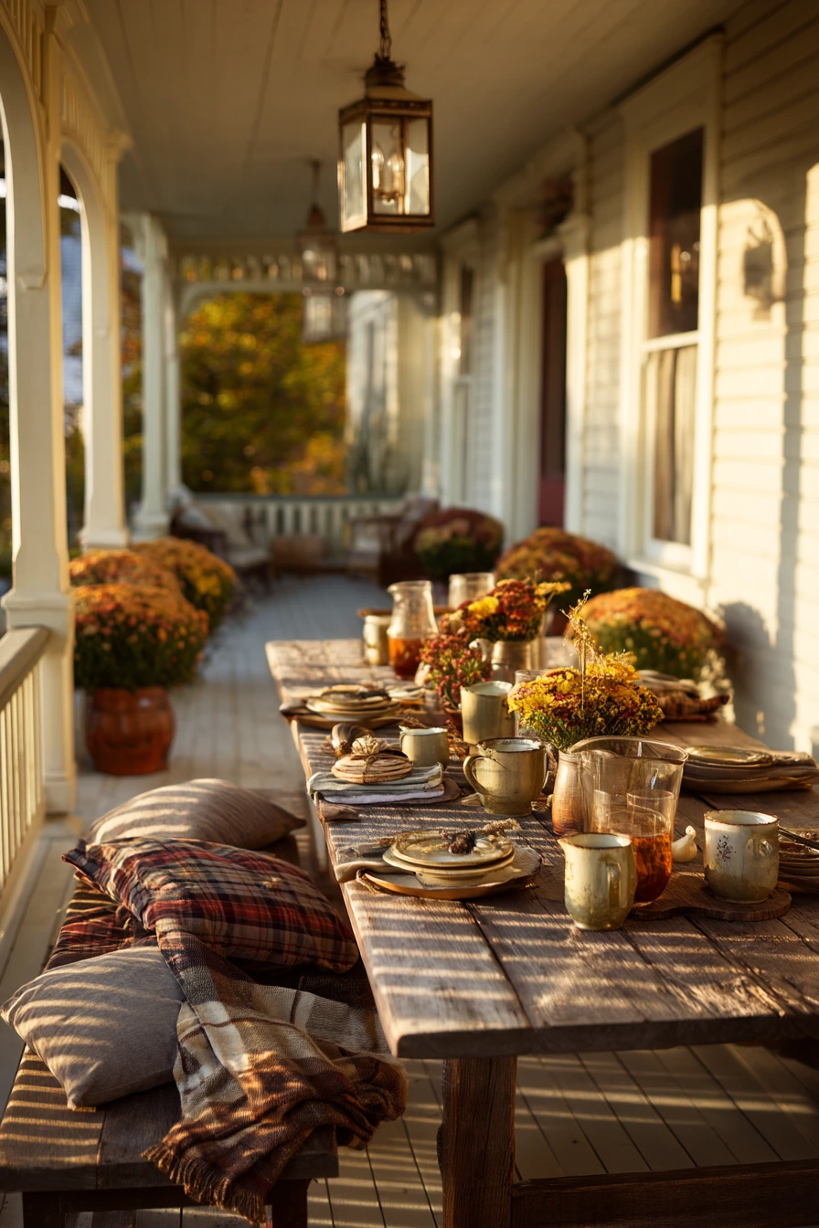 Autumn Gathering on a Victorian Porch
