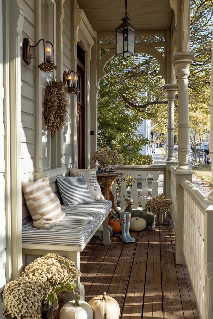 Small Front Porch with Seasonal Pumpkins