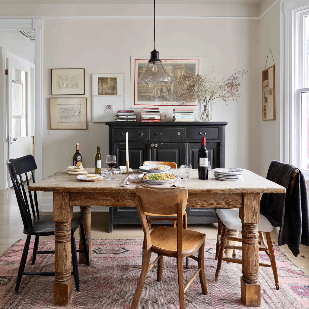 Thrifted Eclectic Dining Room for Hosting Friends