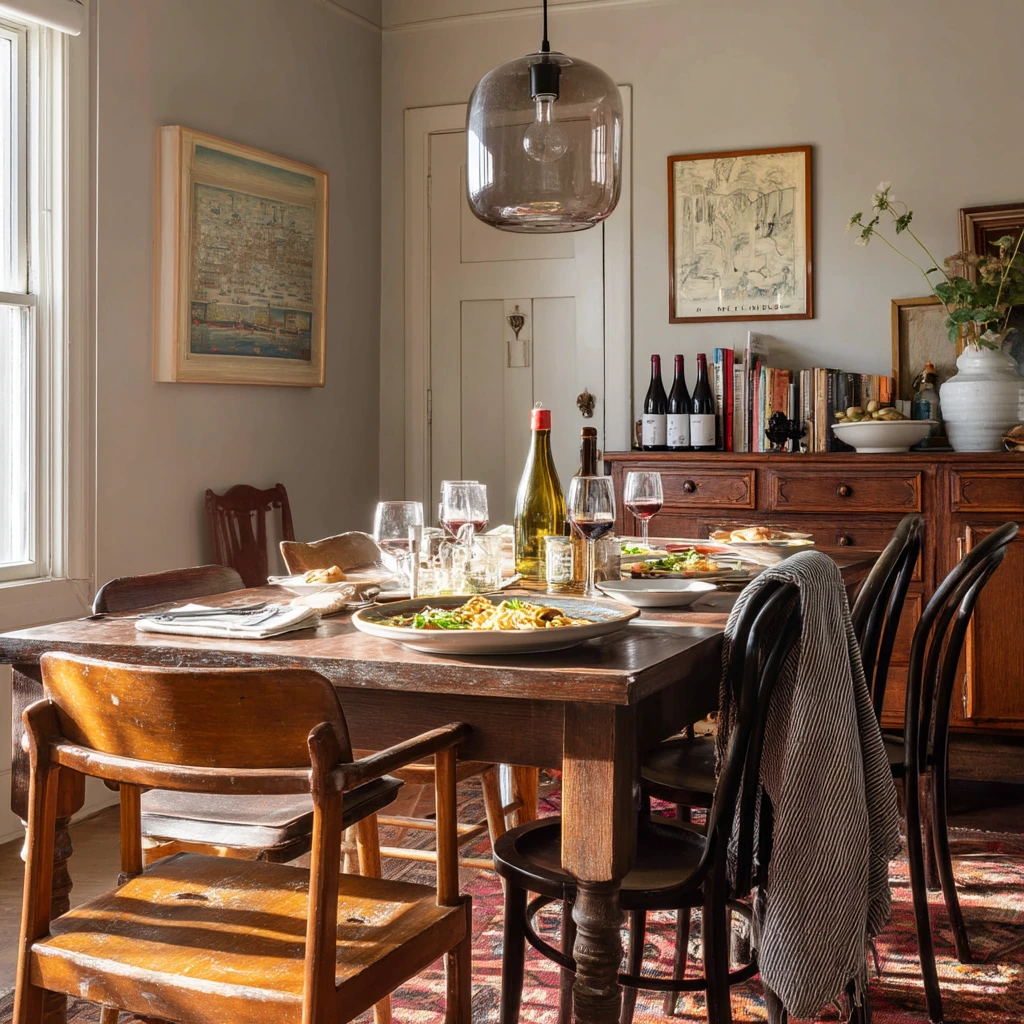 Thrifted Eclectic Dining Room for Hosting Friends