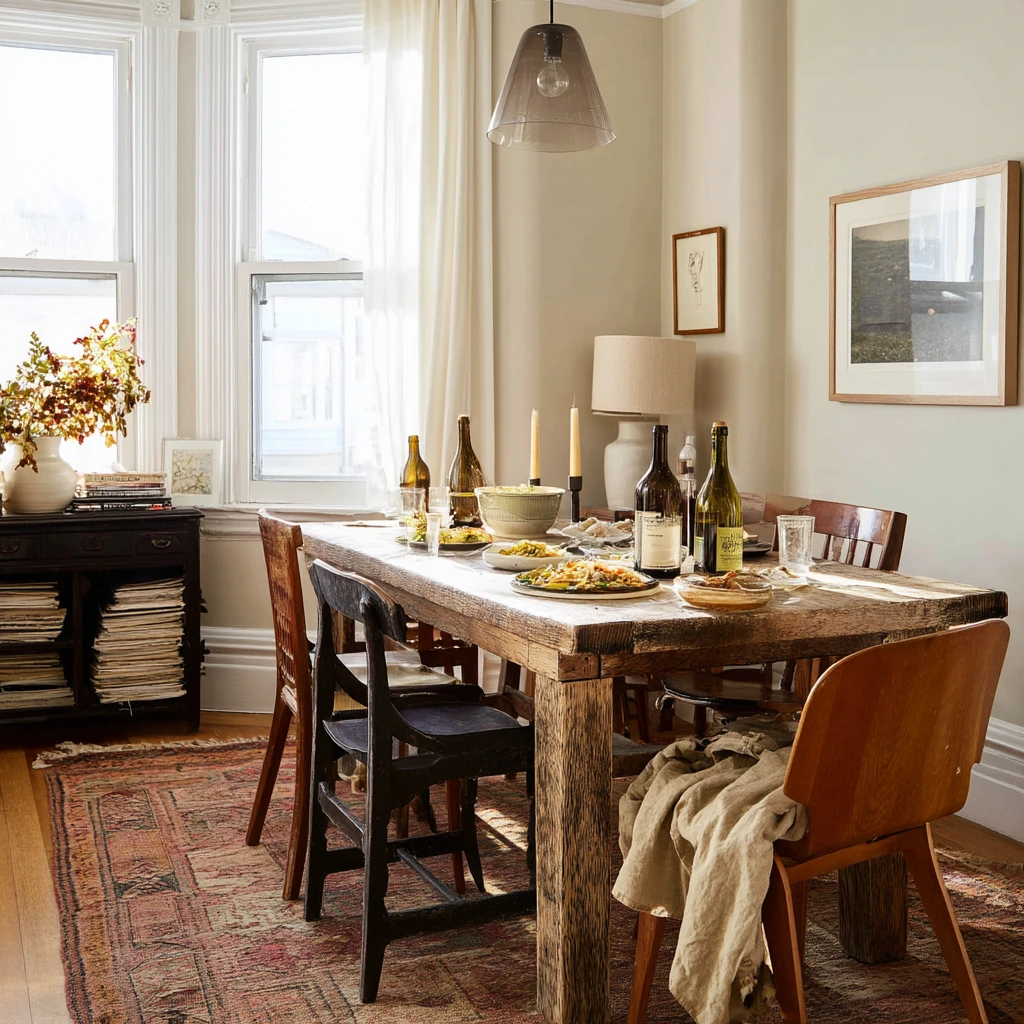 Thrifted Eclectic Dining Room for Hosting Friends