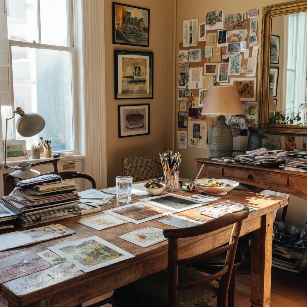 Creative Studio Dining Room with Collected Vintage Pieces