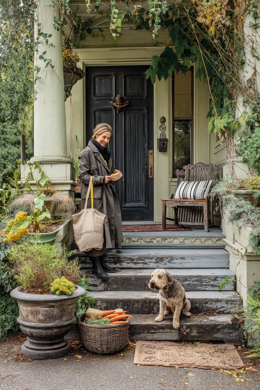 Front Steps with Antique Planters