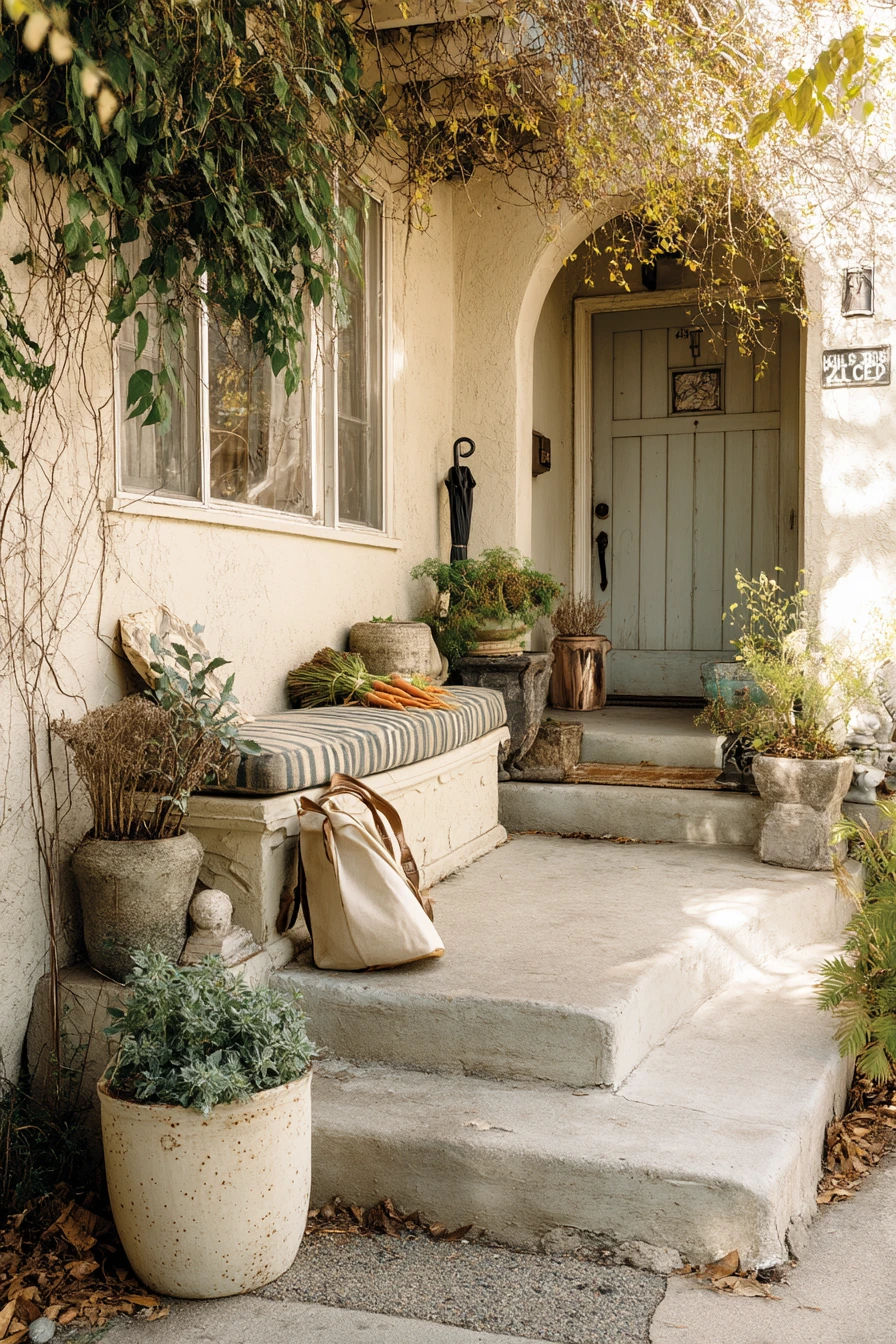 Front Steps with Antique Planters