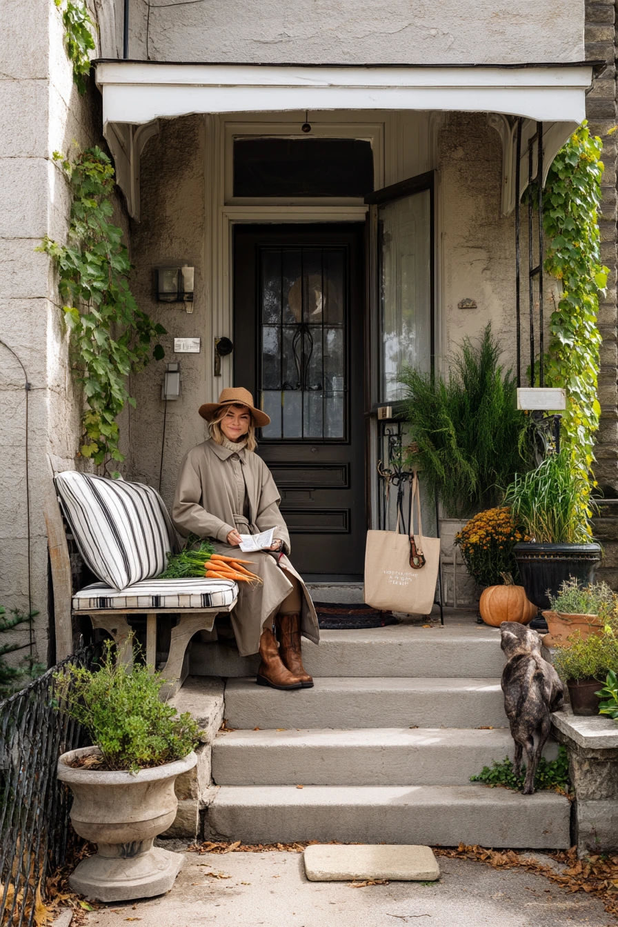 Front Steps with Antique Planters