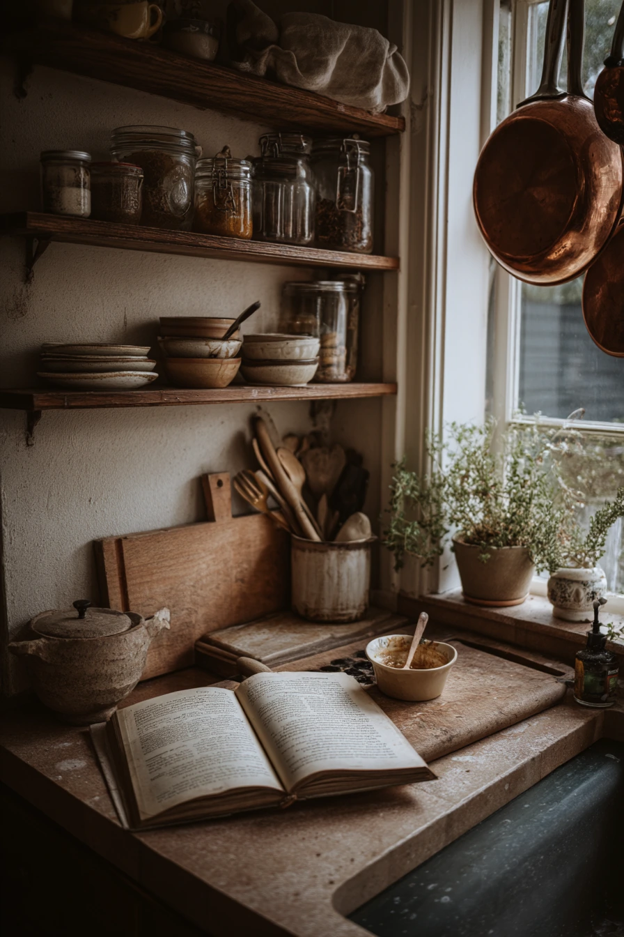 Vintage Kitchen With Open Shelves