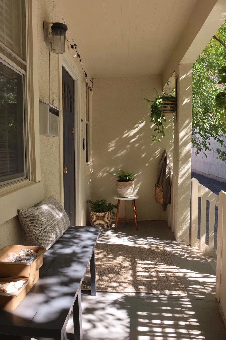 5. Renter-Friendly Side Porch With Peel-and-Press Look