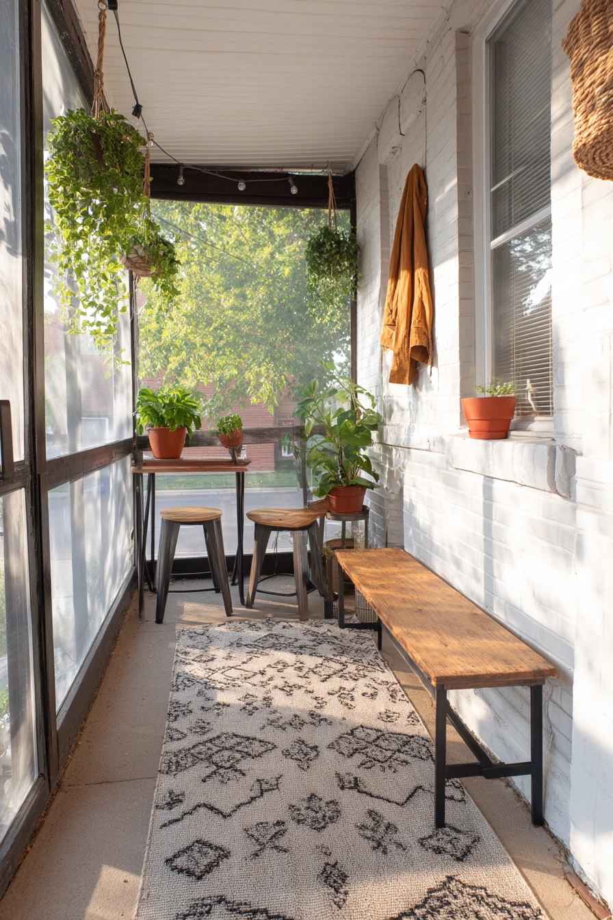 5. Renter-Friendly Side Porch With Peel-and-Press Look