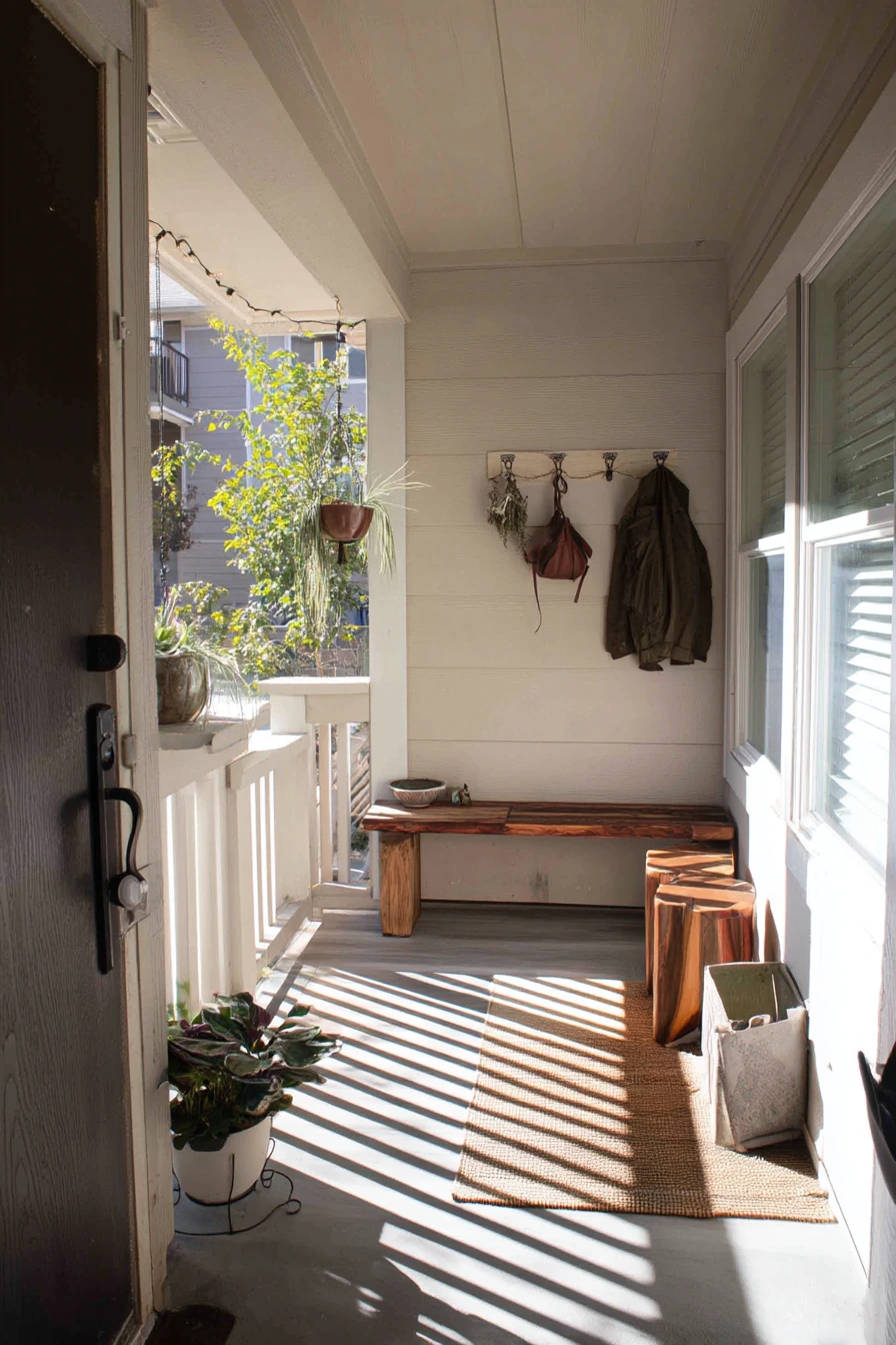 5. Renter-Friendly Side Porch With Peel-and-Press Look