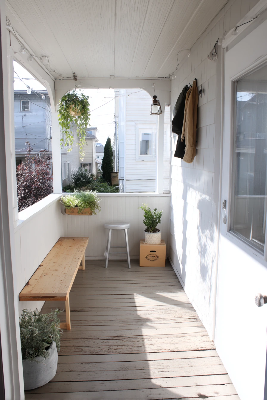 5. Renter-Friendly Side Porch With Peel-and-Press Look