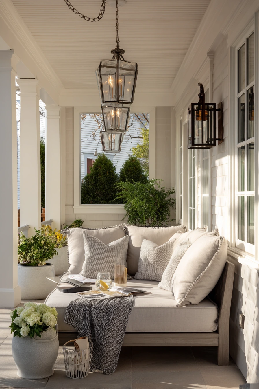 9. Transitional Porch With Tray-Look Vinyl Ceiling