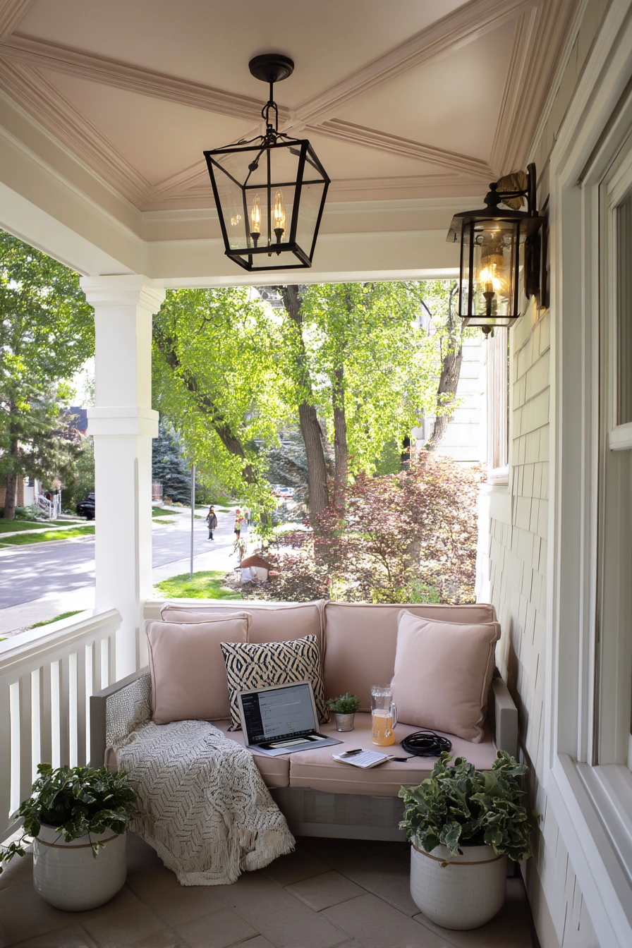 9. Transitional Porch With Tray-Look Vinyl Ceiling
