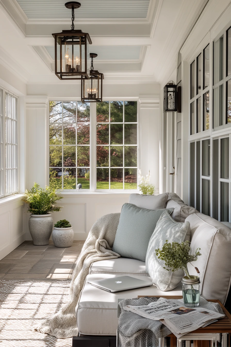 9. Transitional Porch With Tray-Look Vinyl Ceiling