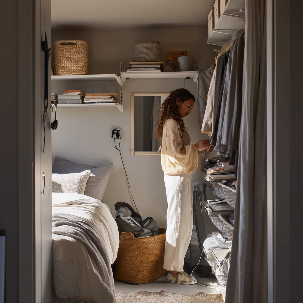 Compact Closet Nook for a Studio Bedroom