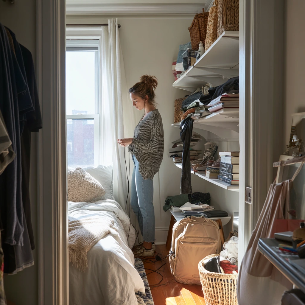 Compact Closet Nook for a Studio Bedroom