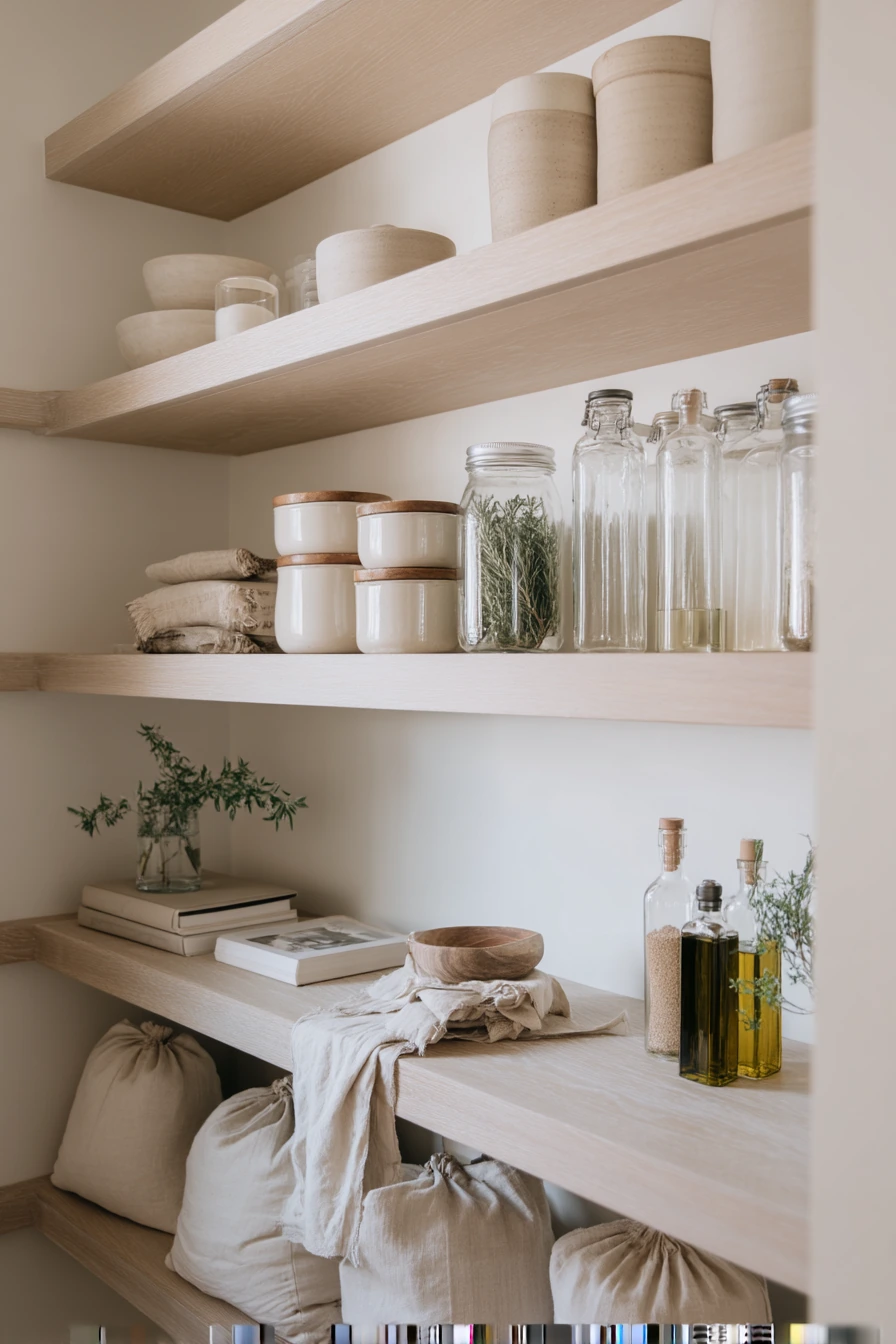 Minimal Pantry with Calm Open Shelving