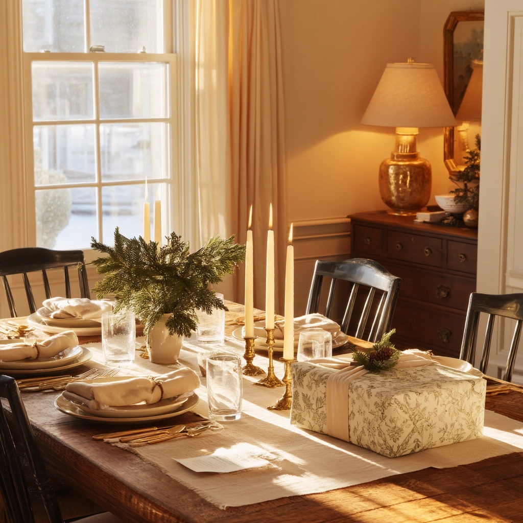 Holiday-Ready Cream Dining Room