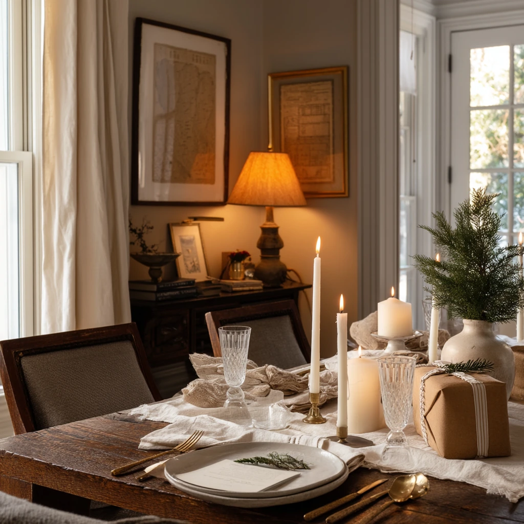Holiday-Ready Cream Dining Room