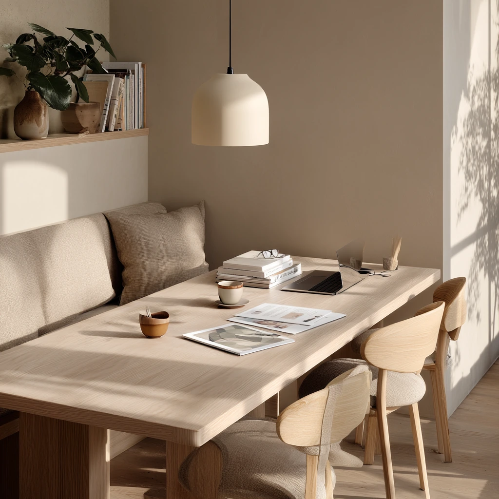 Minimal Warm Tan Breakfast Space