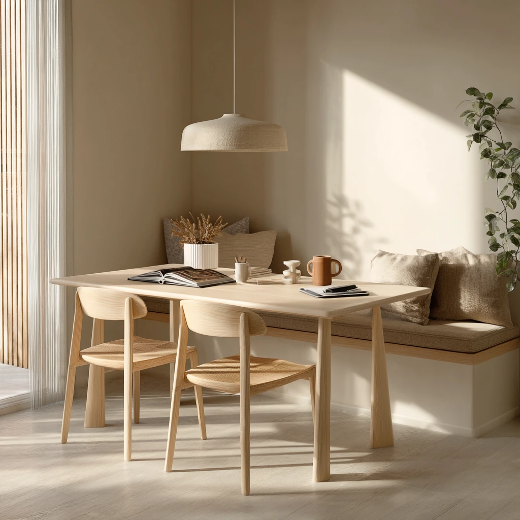 Minimal Warm Tan Breakfast Space
