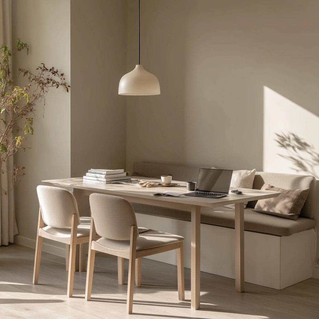 Minimal Warm Tan Breakfast Space