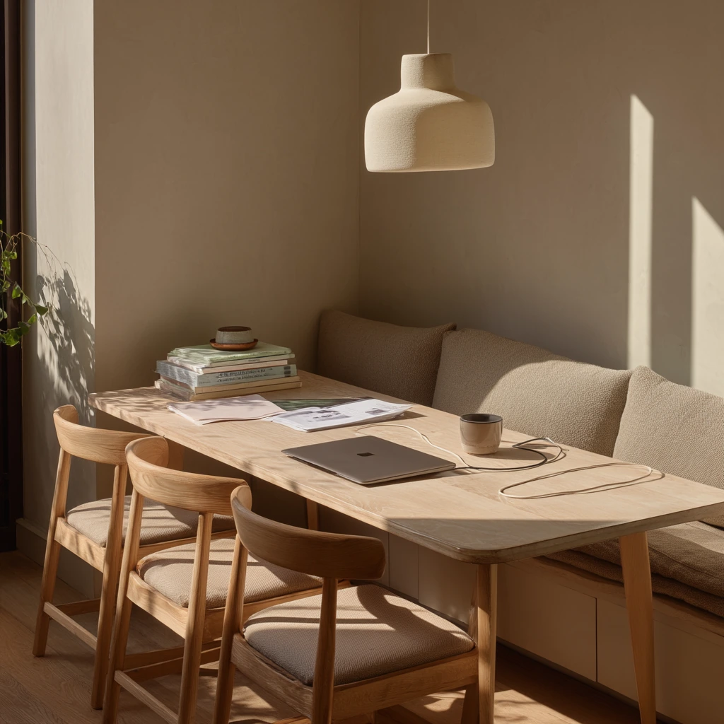 Minimal Warm Tan Breakfast Space