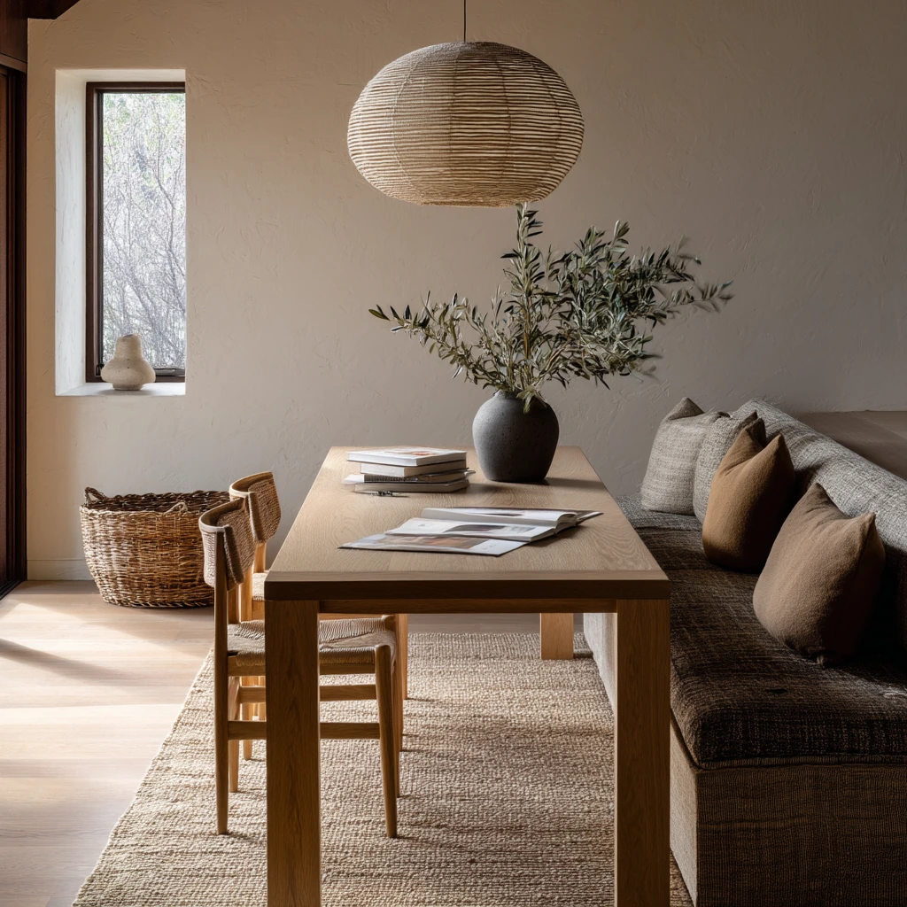 Earthy Open-Plan Dining Zone