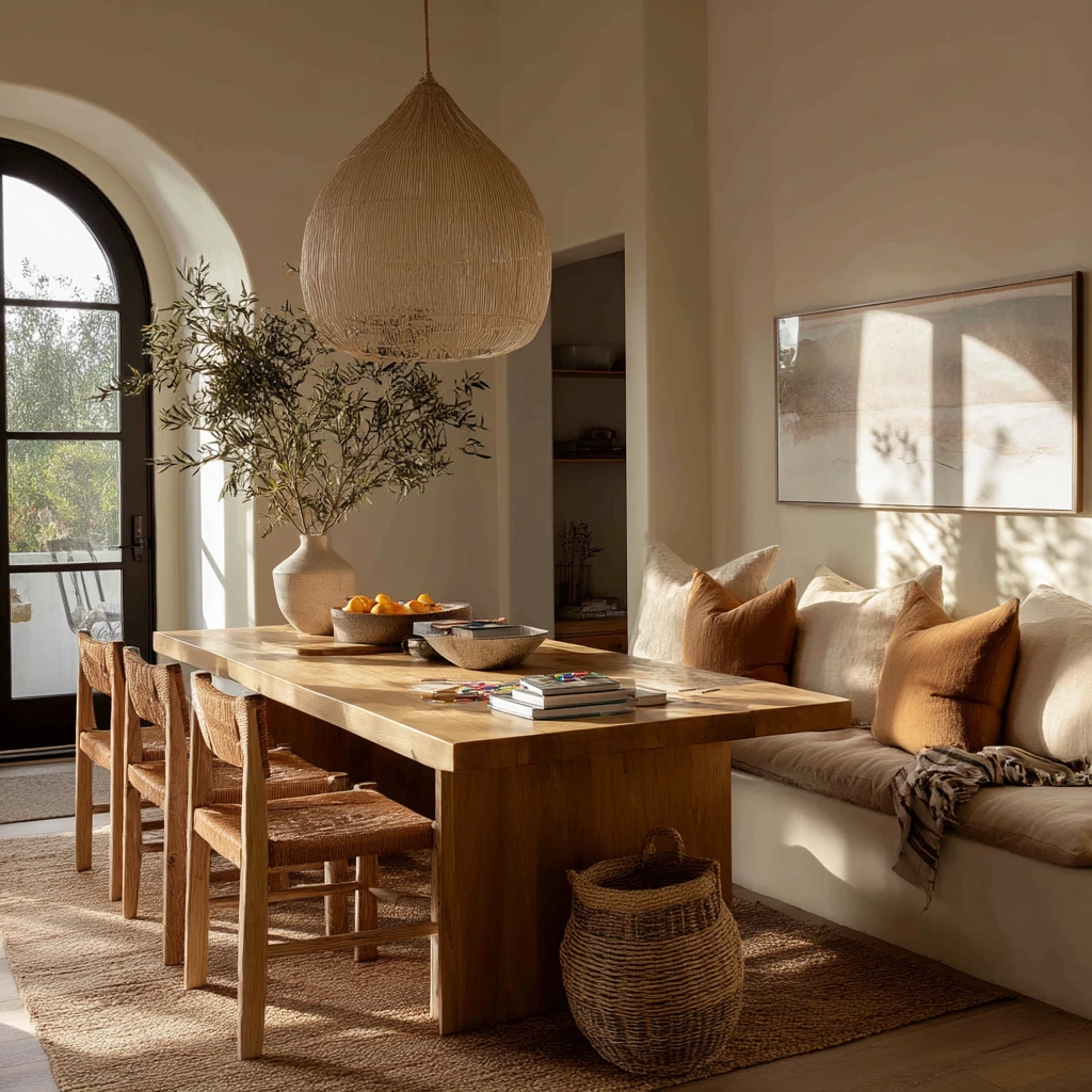 Earthy Open-Plan Dining Zone
