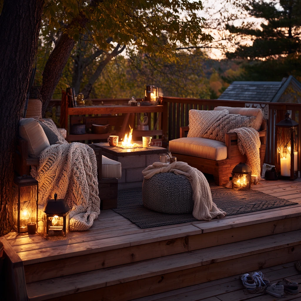 Evening Firepit White Deck